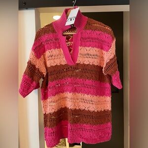 Zara crochet sweater. Stand up collar or can put down